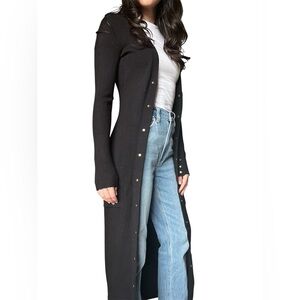 Revamped Women’s Long Button Down Duster Sweater/ Dress w/ Gold Buttons- Small